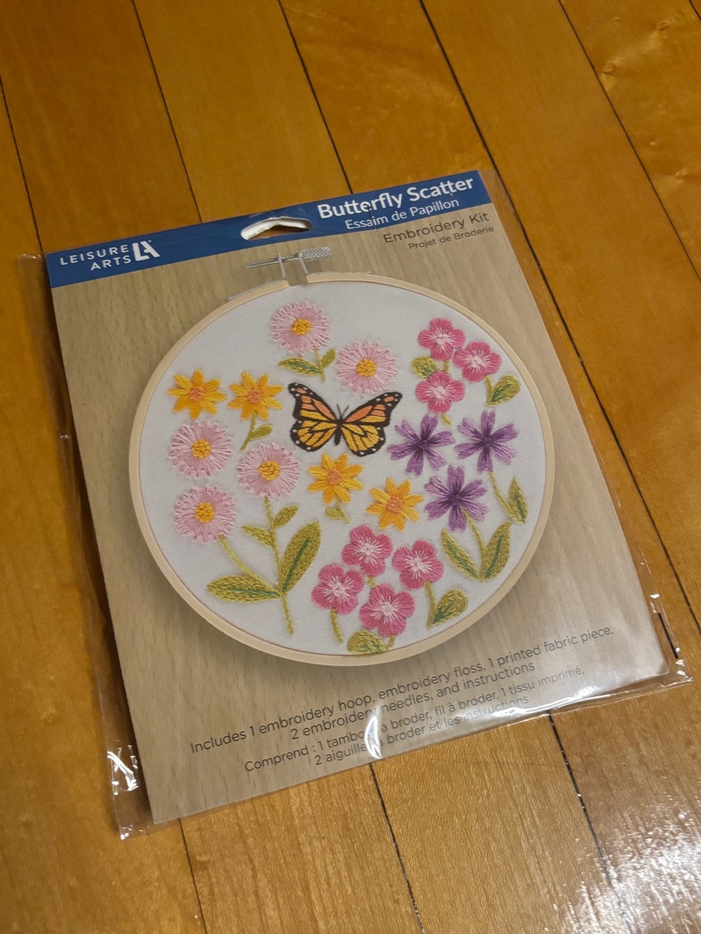NWT Embroidery Floral Craft Kit | 6" Hoop | Butterfly & Flowers | Leisure Arts